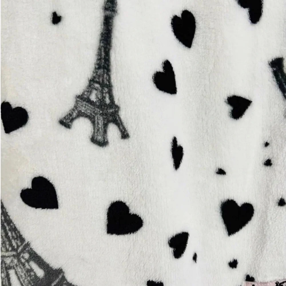 Betsey Johnson Paris Eiffel Tower and Hearts Decorative Throw Blanket